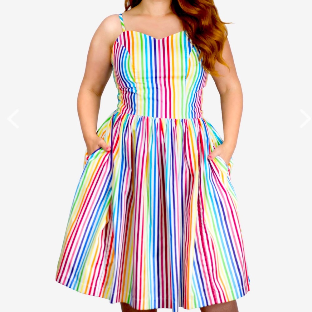 Rainbow Striped Ray Swing Dress